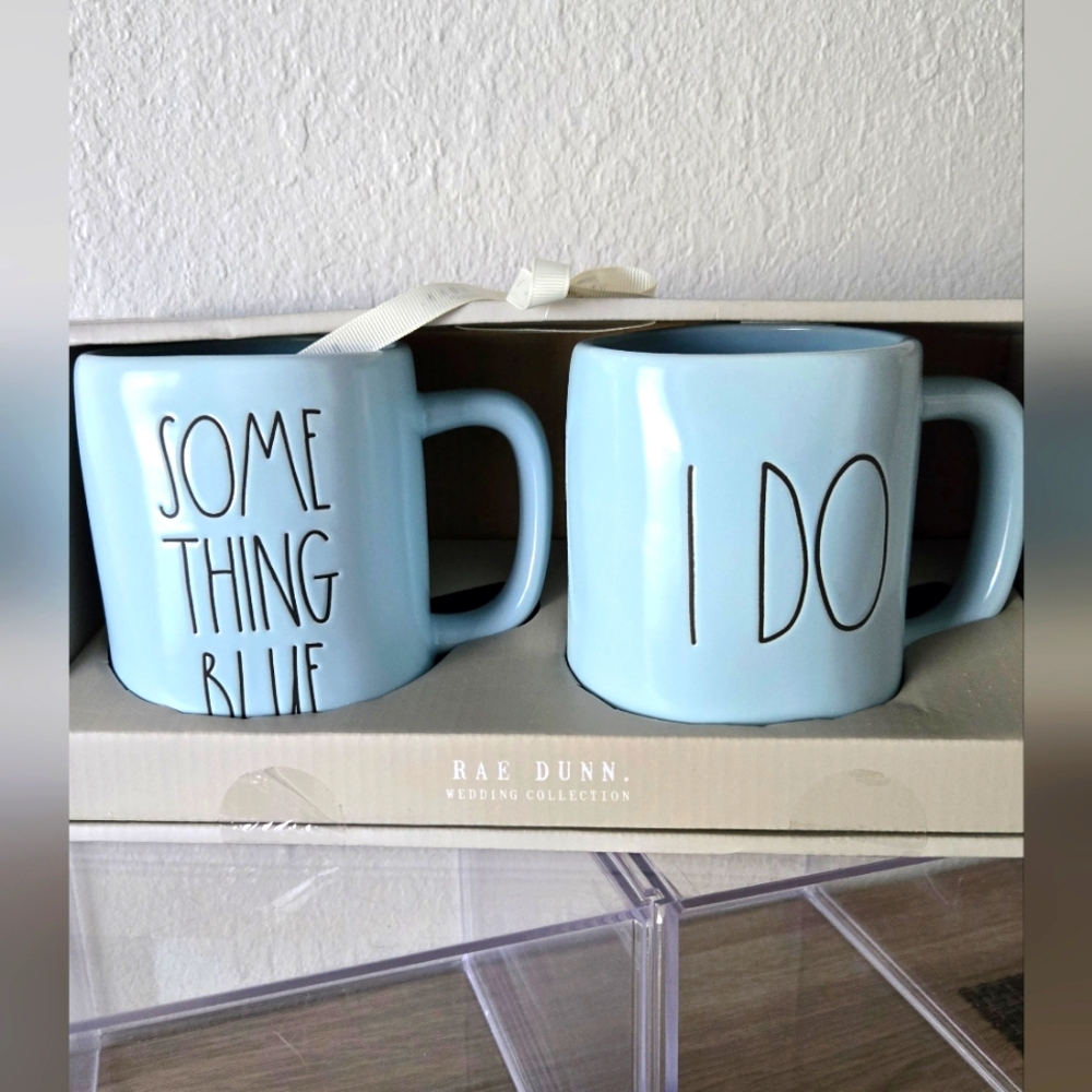 Rae Dunn WEDDING Collection Something Blue Mug Set
